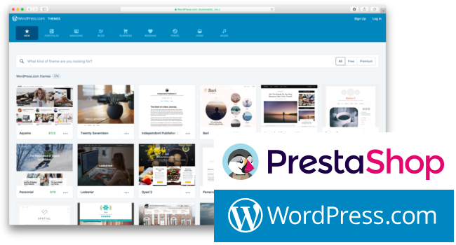  Applications and blog installation Wordpress Prestashop 